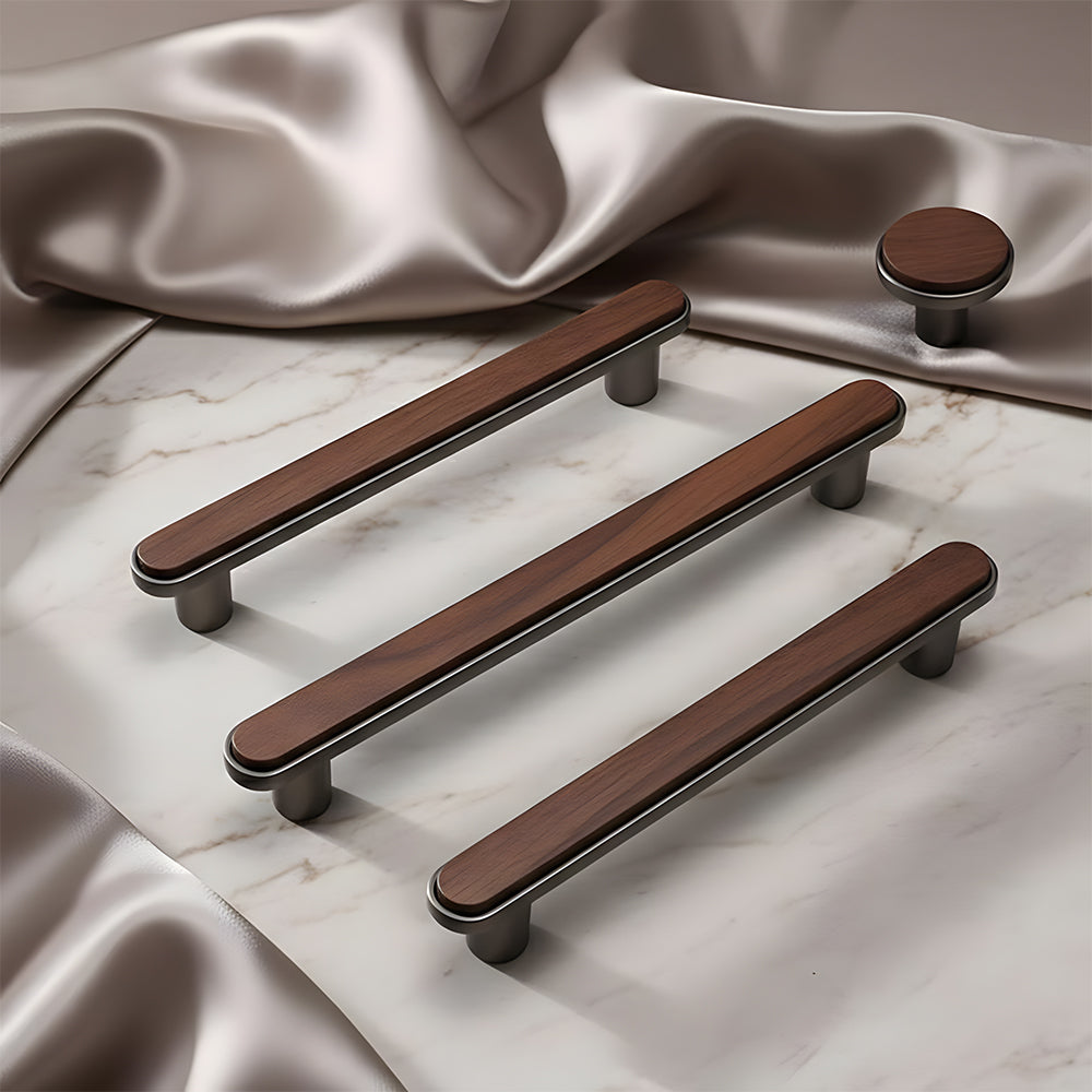 Modern Walnut Wooden Cabinet Handles