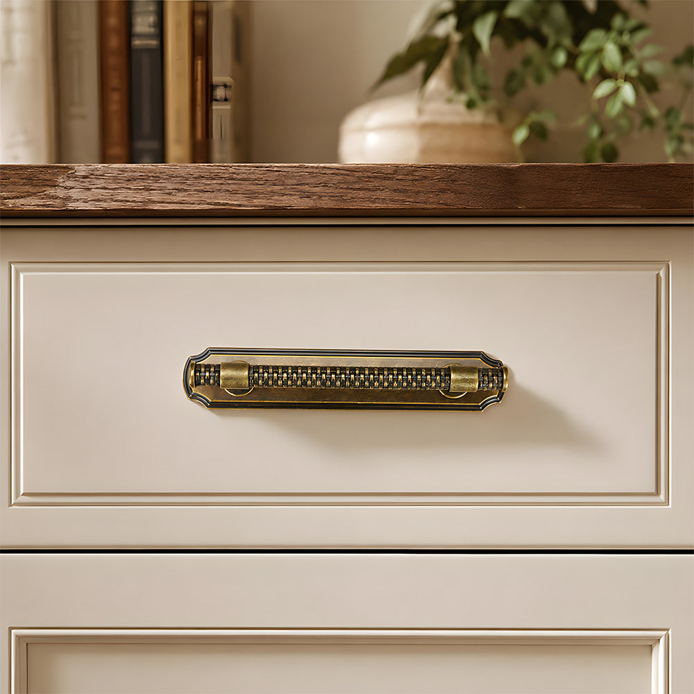 Antique Bronze Knurled Cabinet Pulls with Backplate