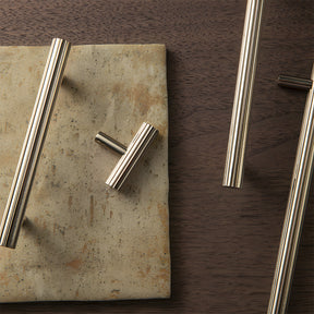 Modern Brass Straight Knurled Dresser Handles