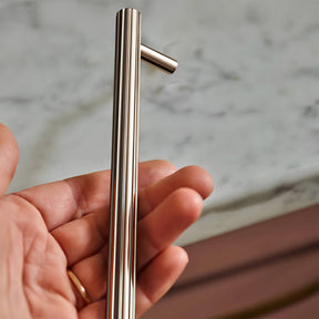Modern Brass Straight Knurled Dresser Handles