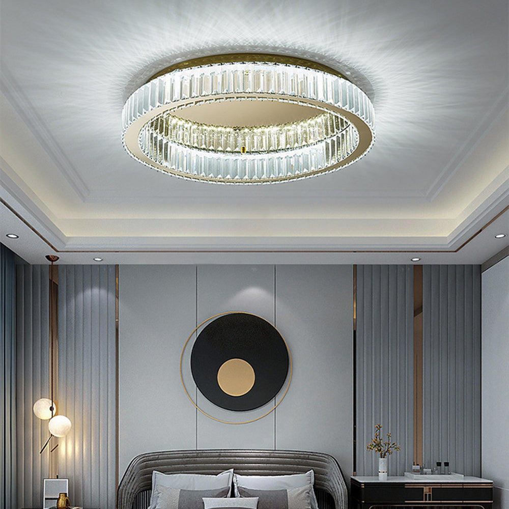 Gold Circle Crystal Bedroom Ceiling LED Lighting