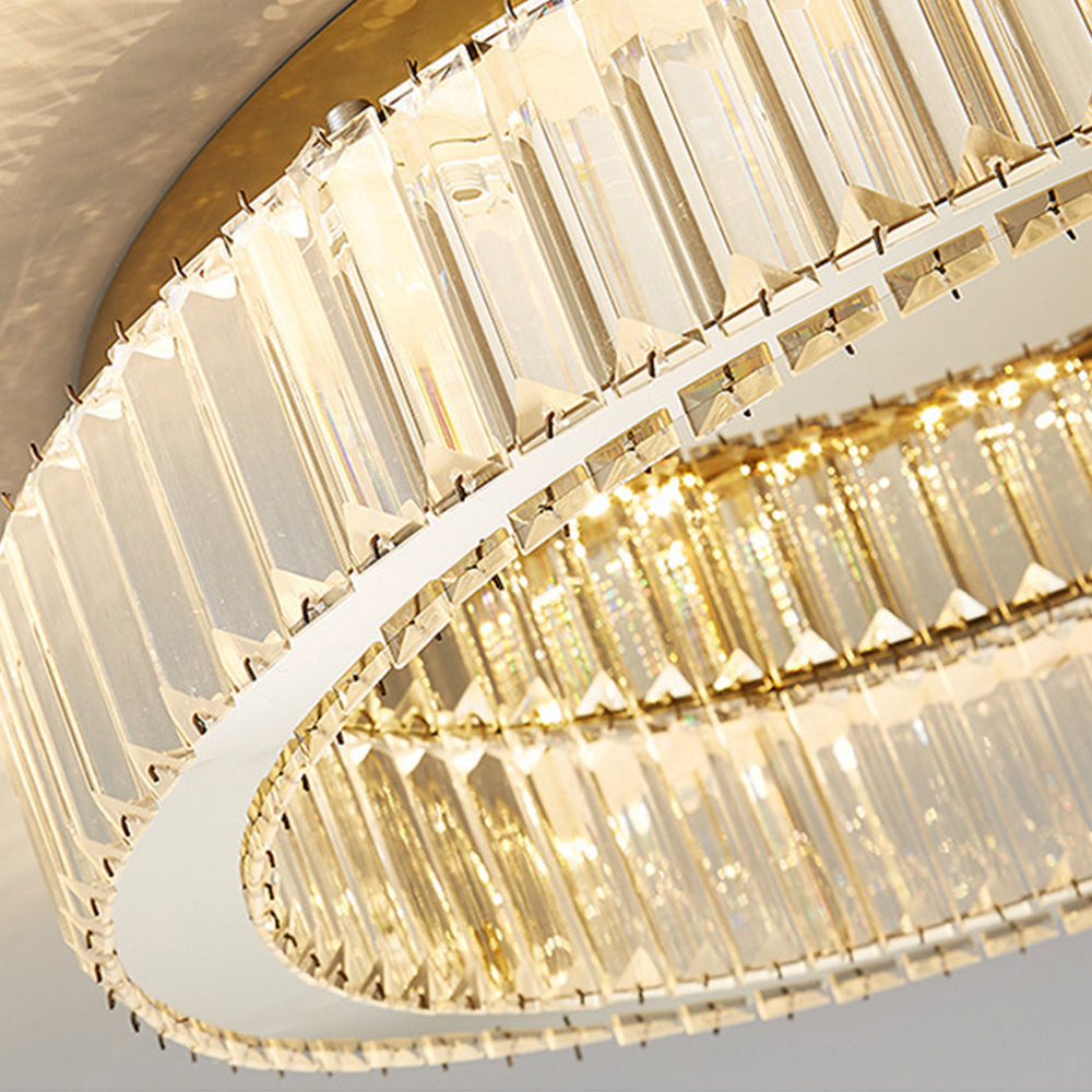 Gold Circle Crystal Bedroom Ceiling LED Lighting