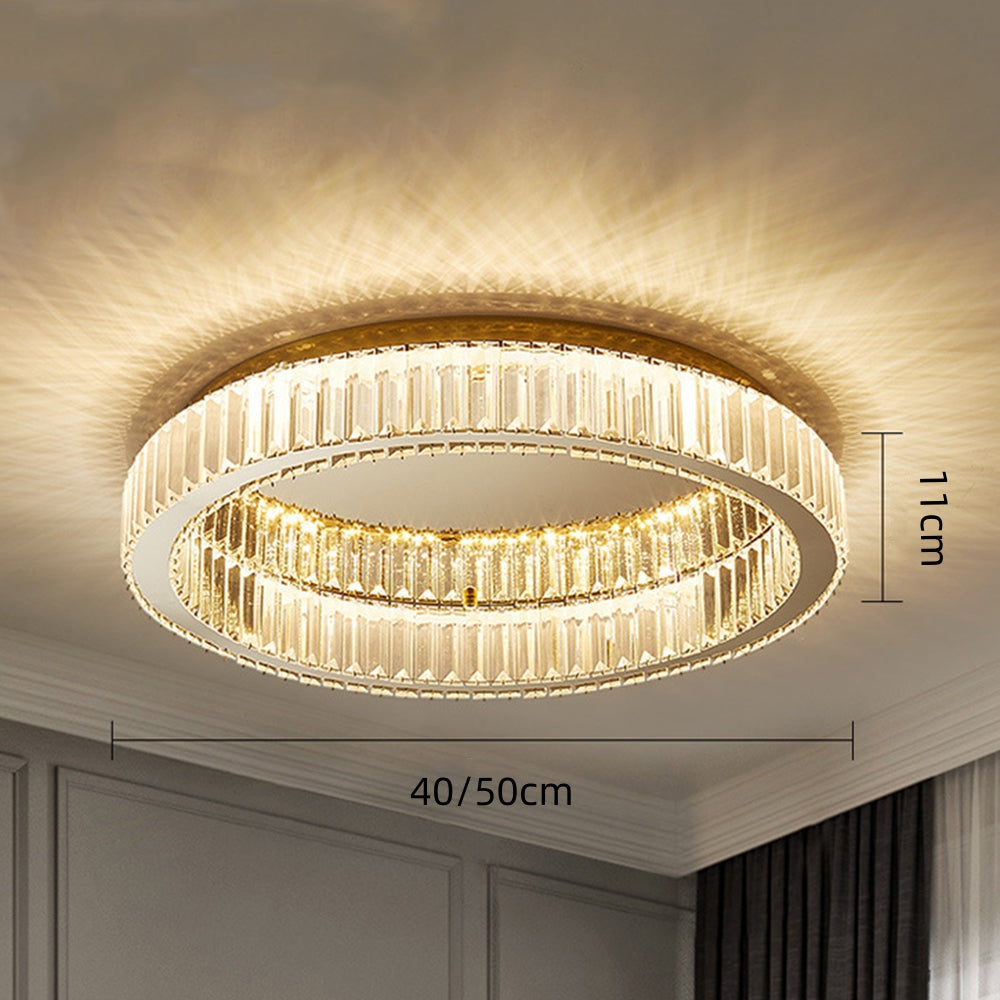 Gold Circle Crystal Bedroom Ceiling LED Lighting