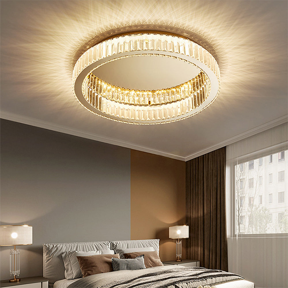Gold Circle Crystal Bedroom Ceiling LED Lighting
