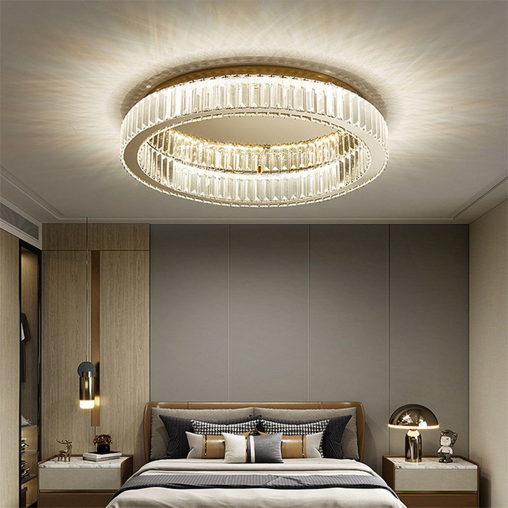 Gold Circle Crystal Bedroom Ceiling LED Lighting