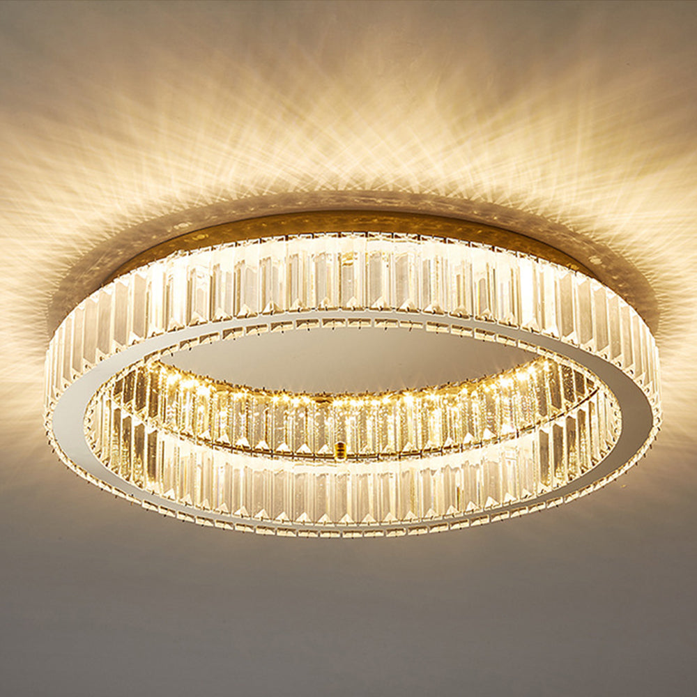 Gold Circle Crystal Bedroom Ceiling LED Lighting