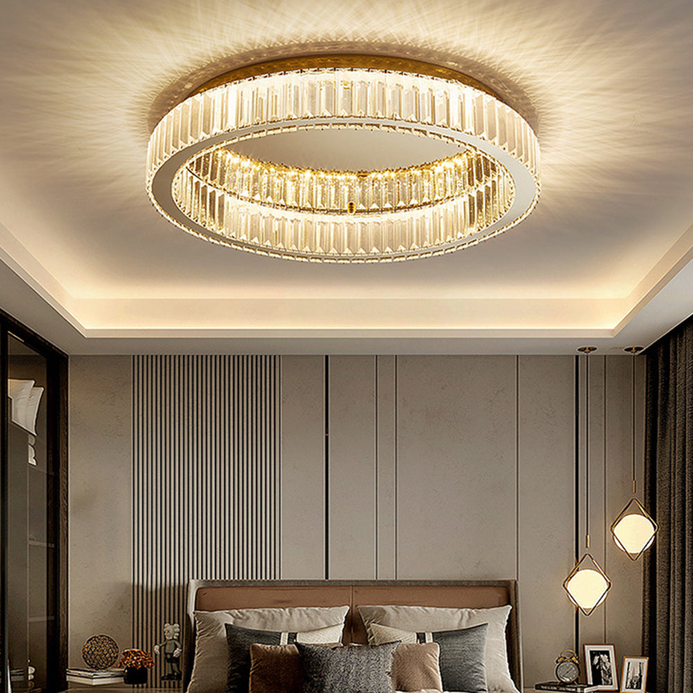 Gold Circle Crystal Bedroom Ceiling LED Lighting