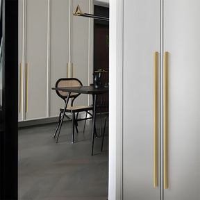 Simple I-Shaped Brass Kitchen Cabinet Pulls