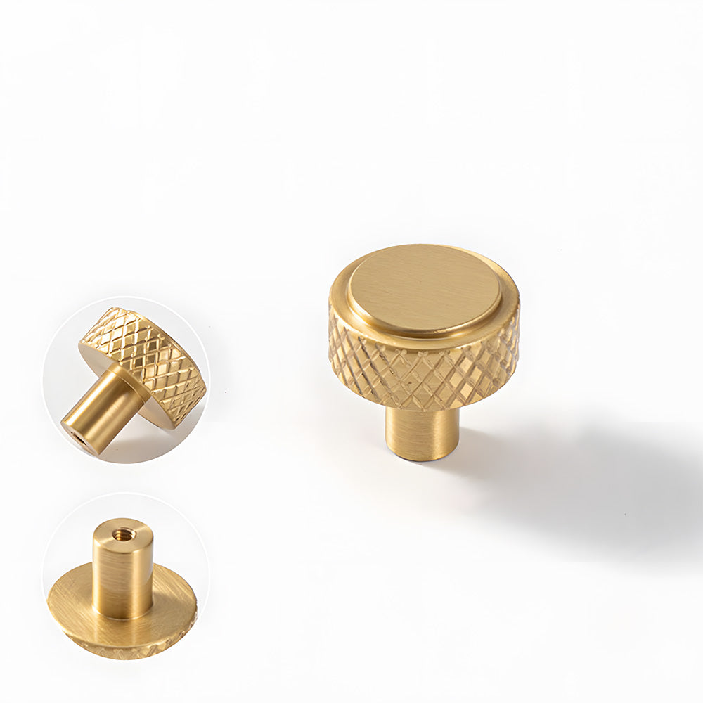 Modern Knurled Solid Brass T-Bar Cabinet Handles