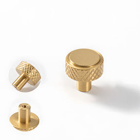 Modern Knurled Solid Brass T-Bar Cabinet Handles