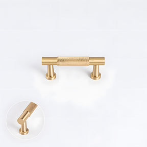 Modern Knurled Solid Brass T-Bar Cabinet Handles