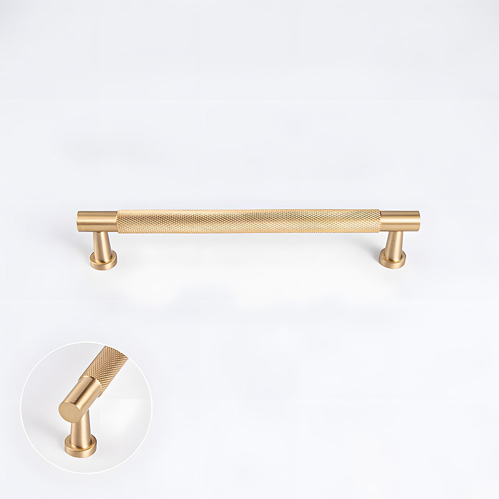 Modern Knurled Solid Brass T-Bar Cabinet Handles