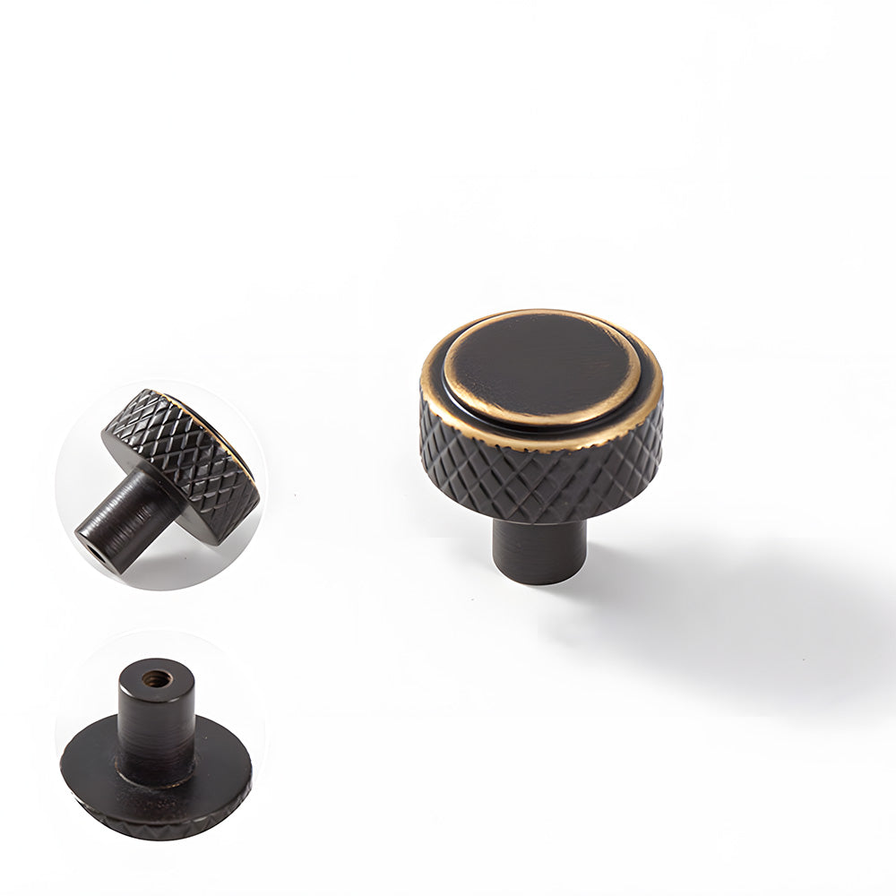 Modern Knurled Solid Brass T-Bar Cabinet Handles