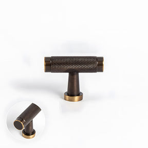 Modern Knurled Solid Brass T-Bar Cabinet Handles