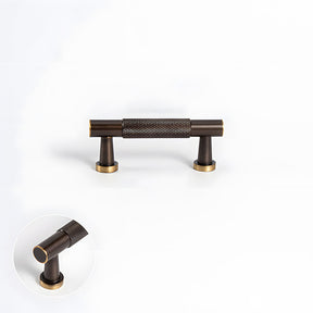 Modern Knurled Solid Brass T-Bar Cabinet Handles