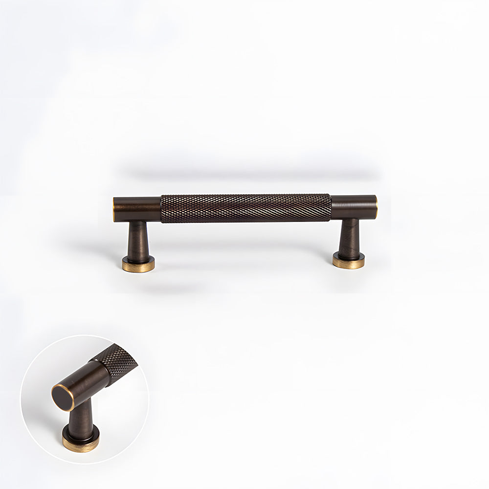 Modern Knurled Solid Brass T-Bar Cabinet Handles