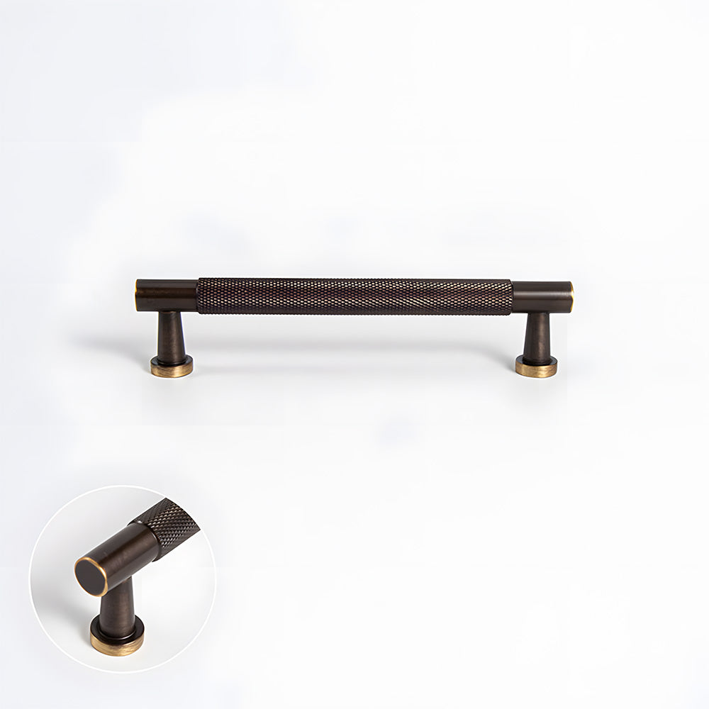 Modern Knurled Solid Brass T-Bar Cabinet Handles