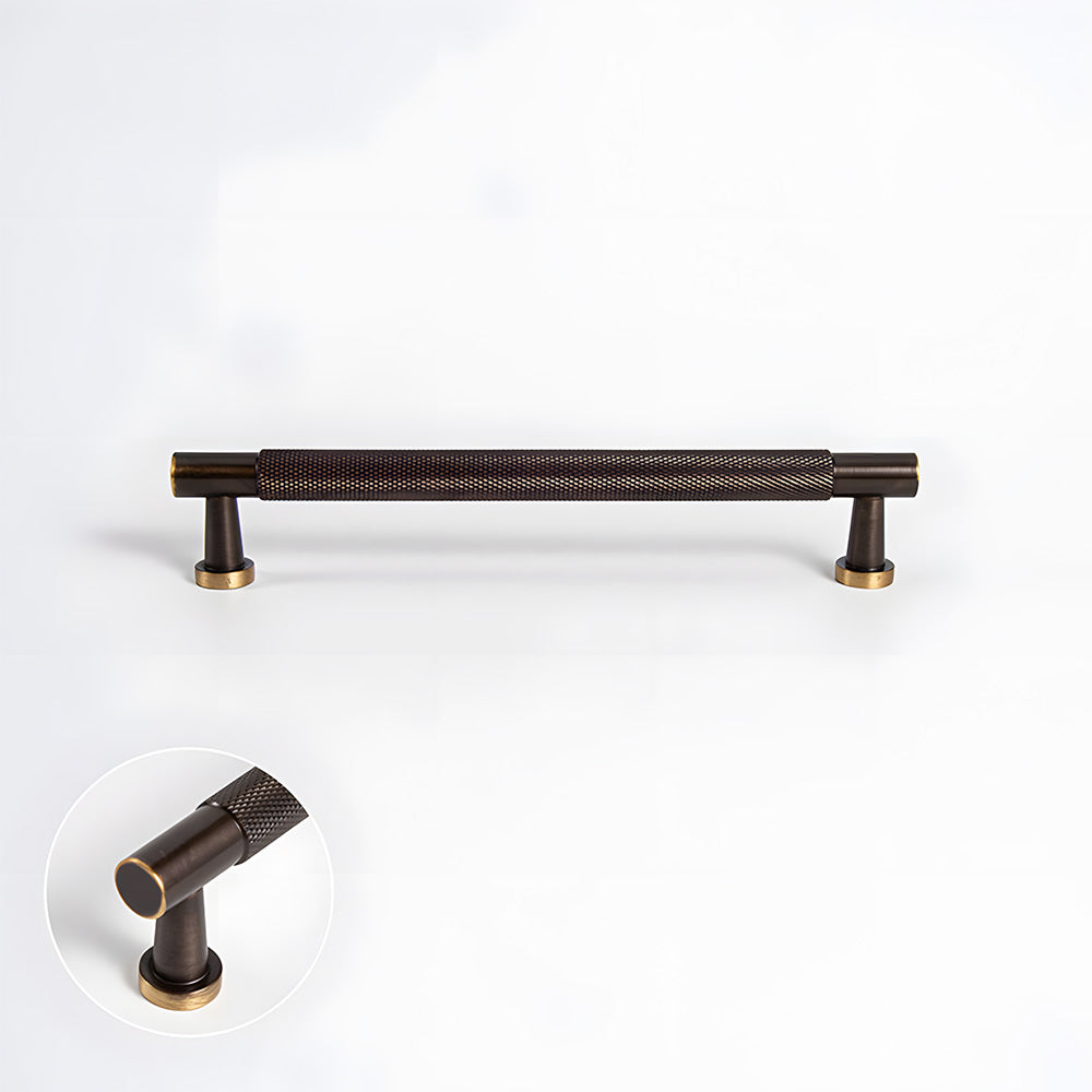 Modern Knurled Solid Brass T-Bar Cabinet Handles