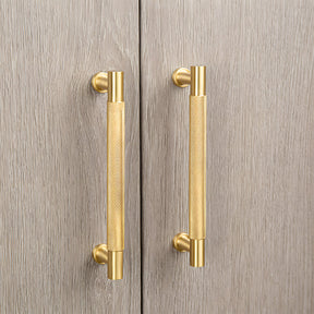 Modern Knurled Solid Brass T-Bar Cabinet Handles