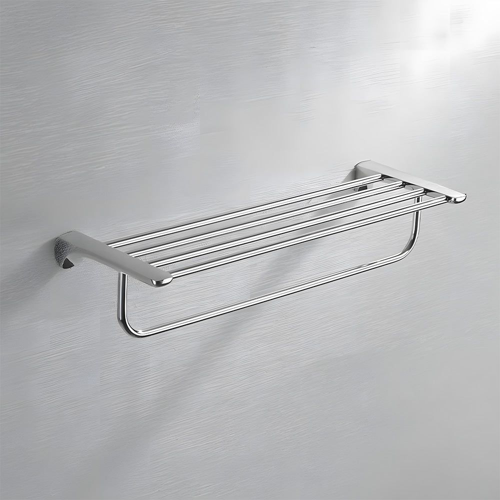 Modern Polished Chrome Wall Mounted Bathroom Towel Rack Rail