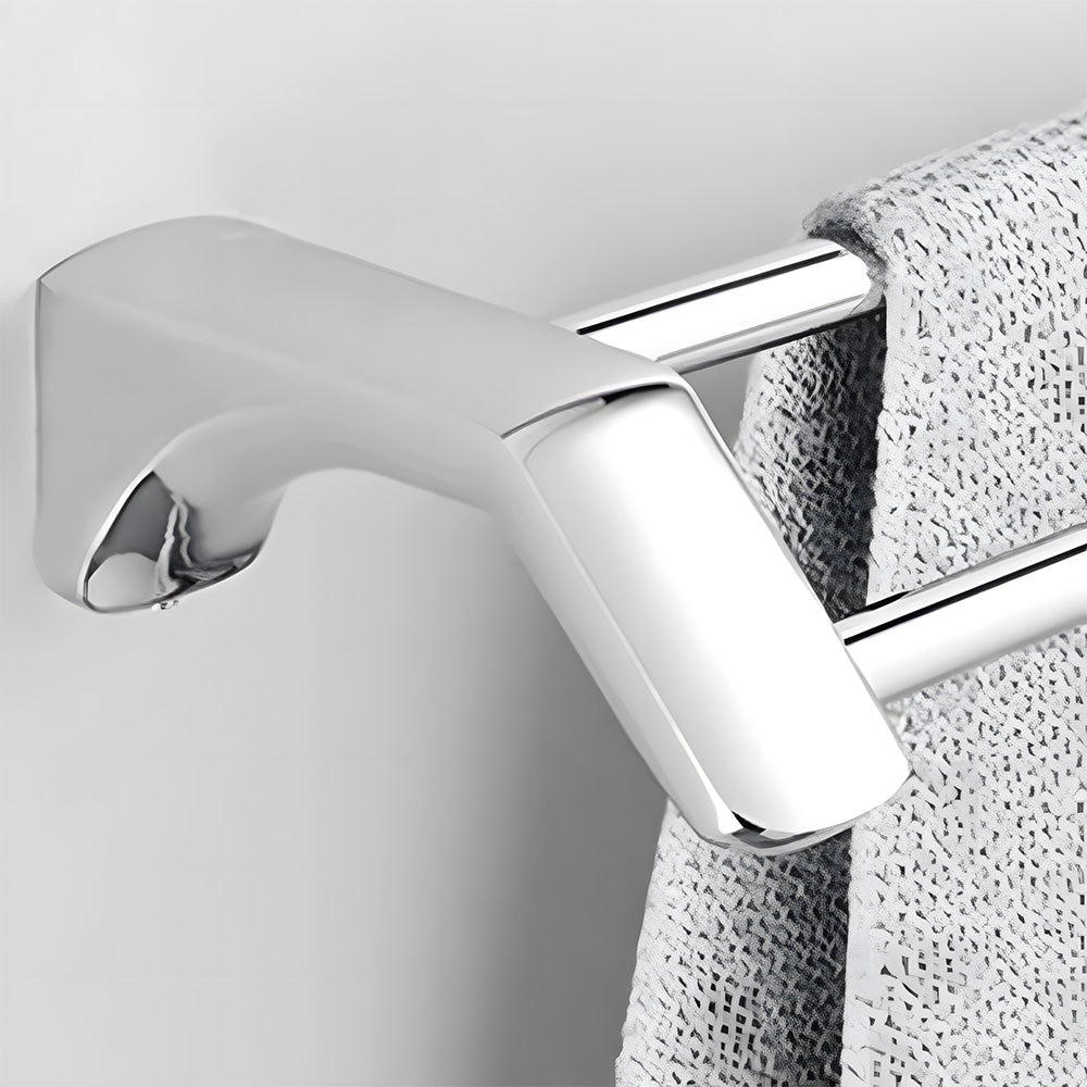 Modern Polished Chrome Wall Mounted Bathroom Towel Rack Rail