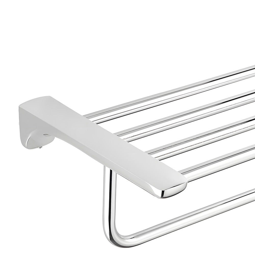 Modern Polished Chrome Wall Mounted Bathroom Towel Rack Rail