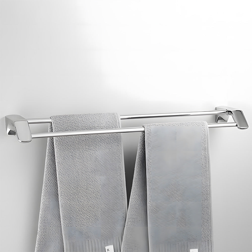 Modern Polished Chrome Wall Mounted Bathroom Towel Rack Rail