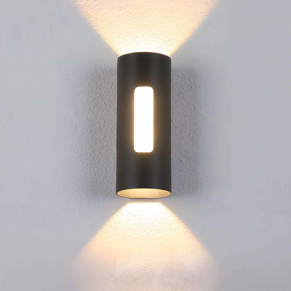 Modern Round IP65 Black LED Outdoor Wall Light in Black, Warm Light