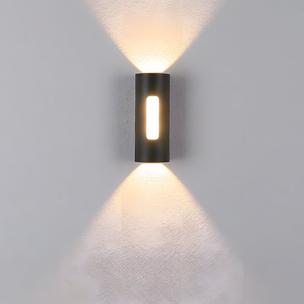 Modern Round IP65 Black LED Outdoor Wall Light in Black, Warm Light