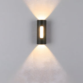 Modern Round IP65 Black LED Outdoor Wall Light in Black, Warm Light