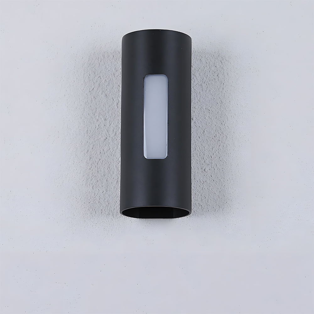 Modern Round IP65 Black LED Outdoor Wall Light in Black, Warm Light
