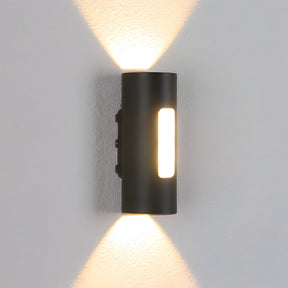 Modern Round IP65 Black LED Outdoor Wall Light in Black, Warm Light