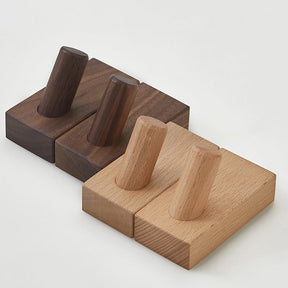 Modern Square Natural Wood Coat Hook & Towel Peg