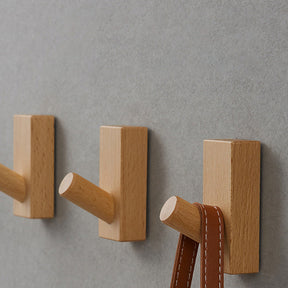 Modern Square Natural Wood Coat Hook & Towel Peg
