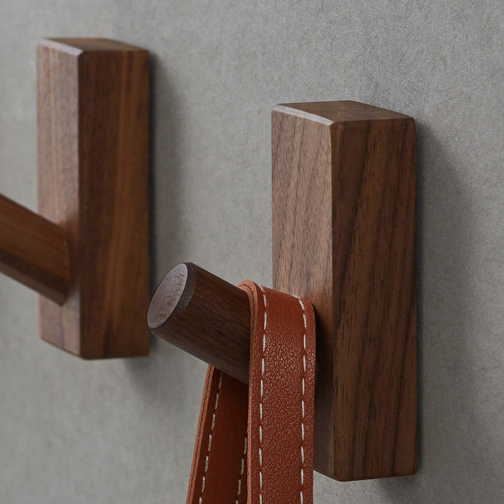 Modern Square Natural Wood Coat Hook & Towel Peg