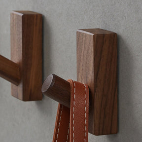 Modern Square Natural Wood Coat Hook & Towel Peg