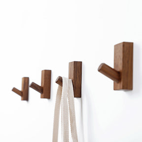 Modern Square Natural Wood Coat Hook & Towel Peg