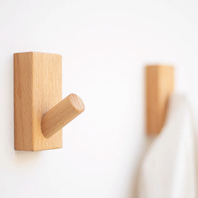Modern Square Natural Wood Coat Hook & Towel Peg