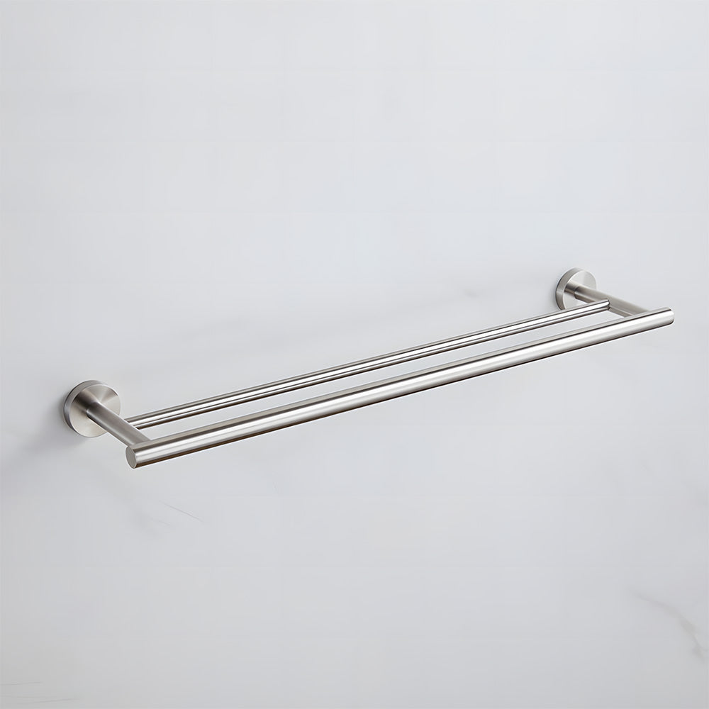 Modern Stainless Steel Wall Mounted Double Towel Rail Bar for Bathroom