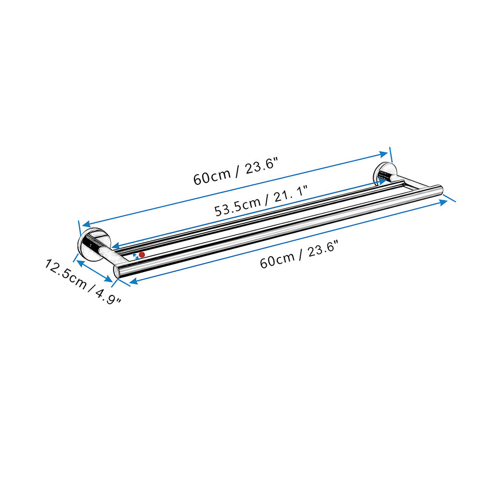 Modern Stainless Steel Wall Mounted Double Towel Rail Bar for Bathroom