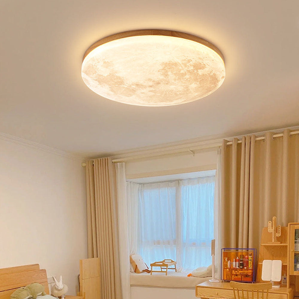 Art Deco Moon Round LED Ceiling Light For Living Room