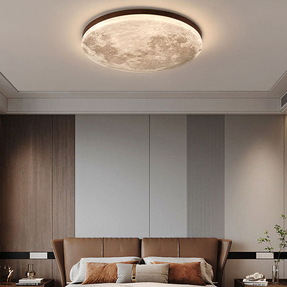 Art Deco Moon Round LED Ceiling Light For Living Room