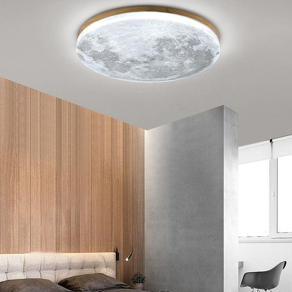 Art Deco Moon Round LED Ceiling Light For Living Room