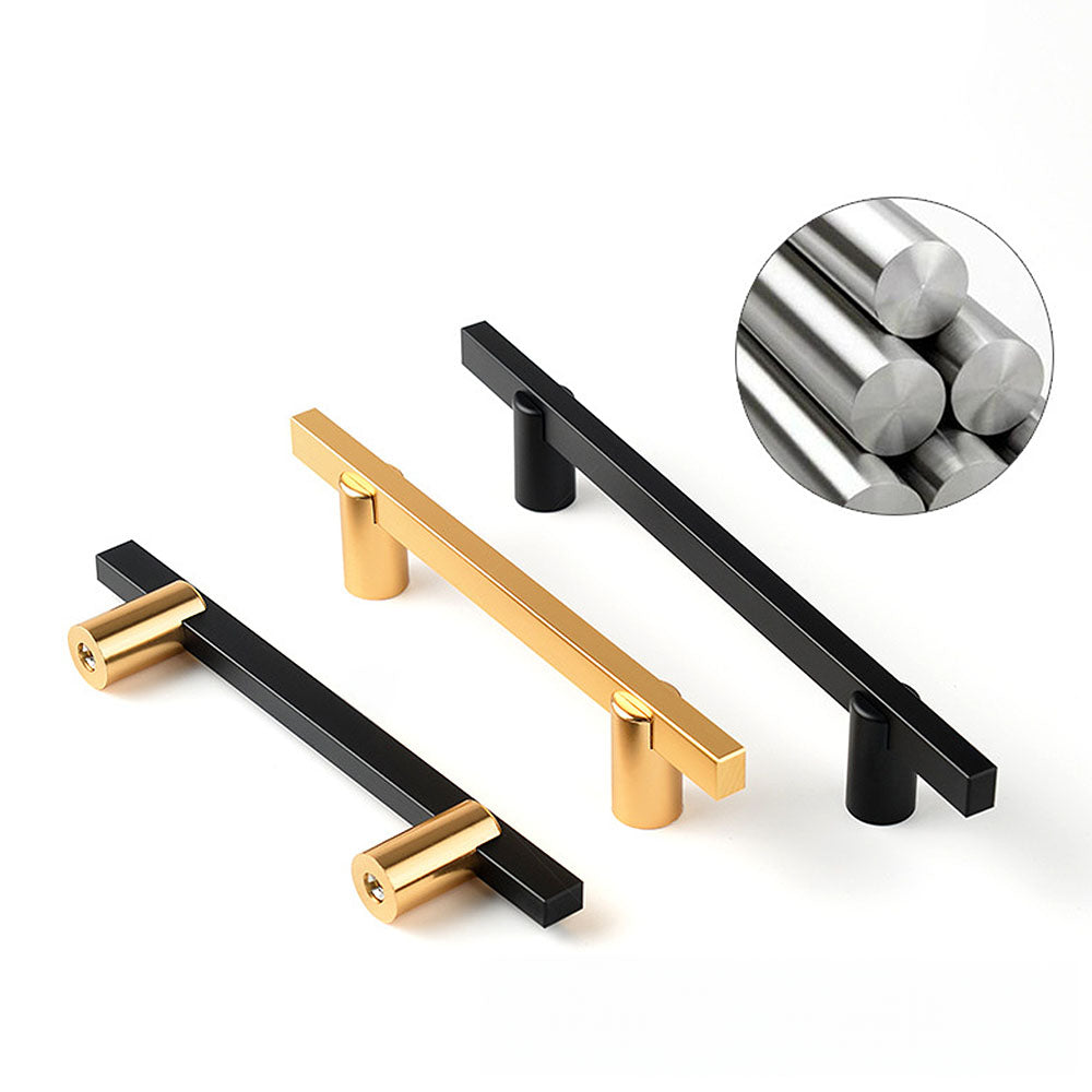 Modern Two-tone Black Gold Wardrobe Cabinet Door Handles