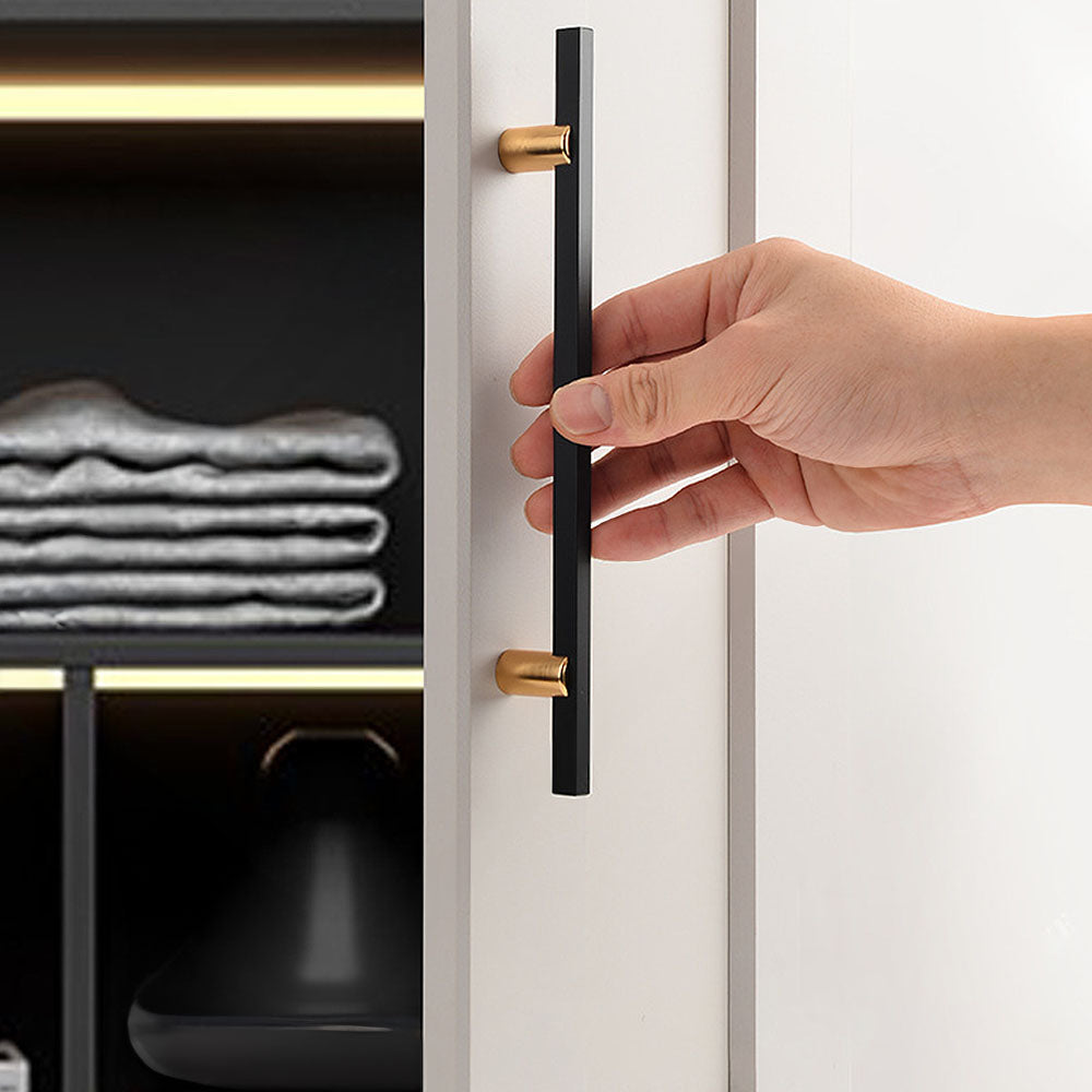 Modern Two-tone Black Gold Wardrobe Cabinet Door Handles