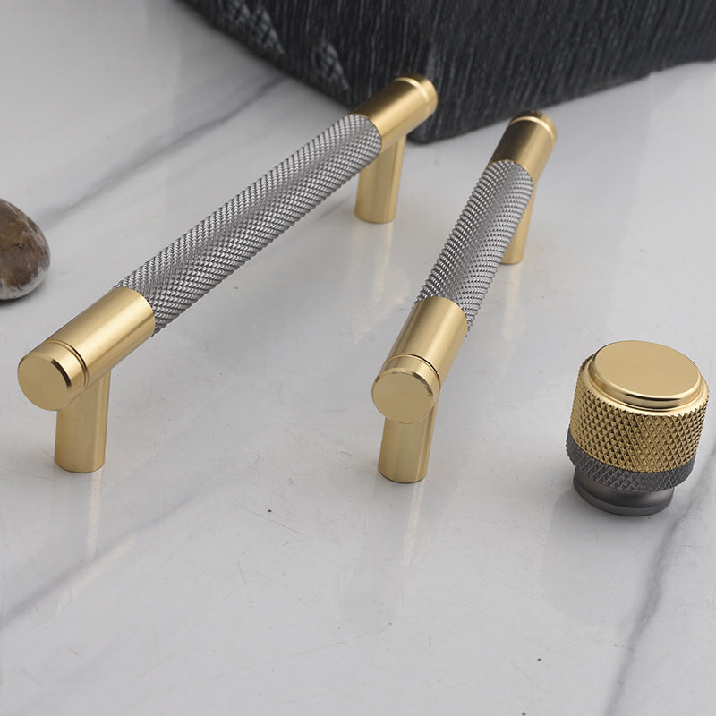 1Pack Modern Knurled Bar Pull Cabinet Handle