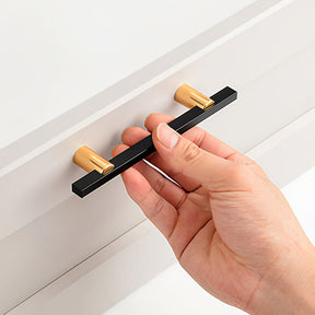 Modern Two-tone Black Gold Wardrobe Cabinet Door Handles