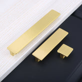 Classic Rectangle Solid Brass Gold Kitchen Cabinet Handle