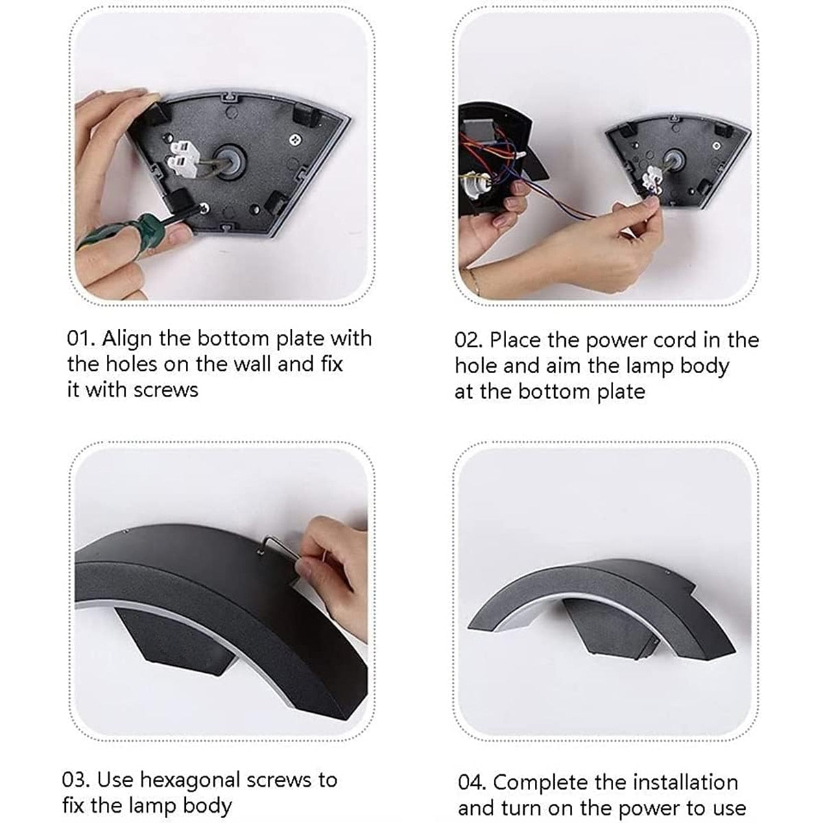 Nordic Arc Waterproof LED Outdoor Black Wall Lamp