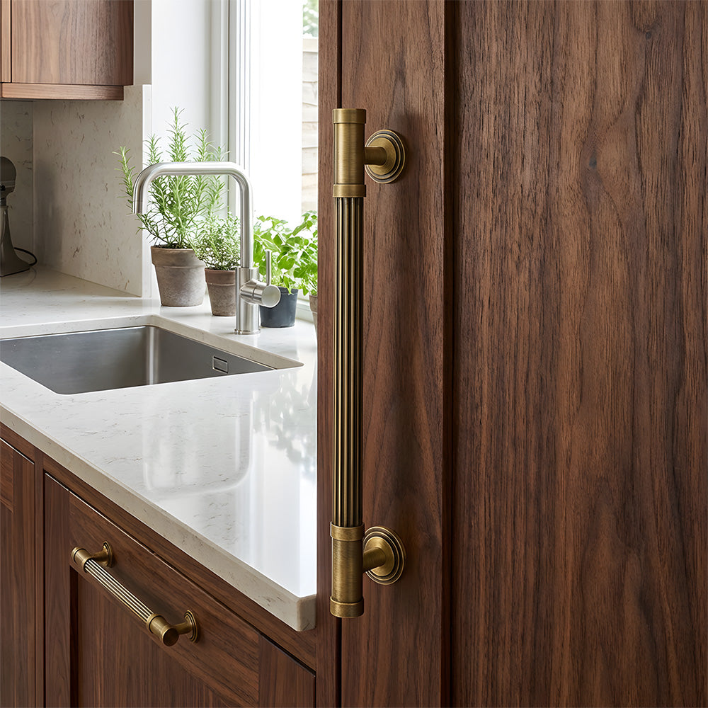 Vintage Antique Bronze Stripe Brass Cabinet Pulls